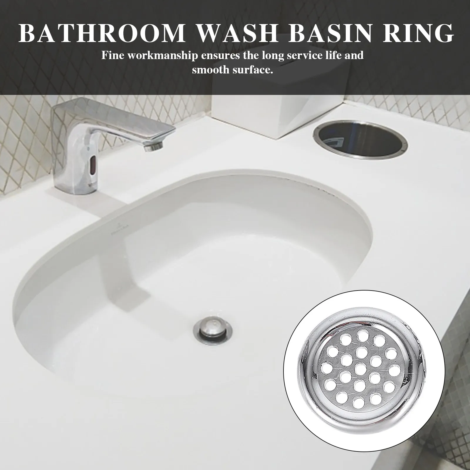 

20Pcs Bath Sink Overflow Hole Ring Premium Plastic Material Non Deformable Simple Structure Wash Basin Accessory for Daily