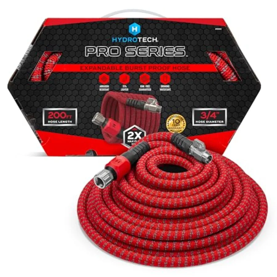 

Expandable Garden Hose Pro Series 2x Max Flow 3/4 No-Kink Flexibility Lightweight for Lawn Garden Car Washing Deck and Patio Cl