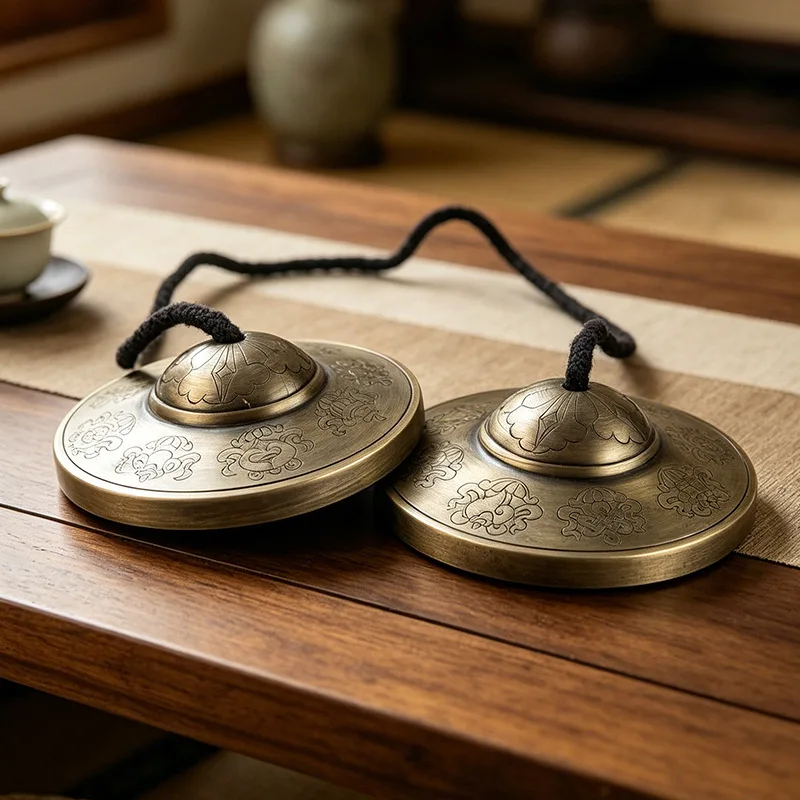 Nepal Bronze Carved Tinkle Bell Handmade Sound Healing Hand Bell Meditation Yoga Portable Bell Musical Percussion Instruments