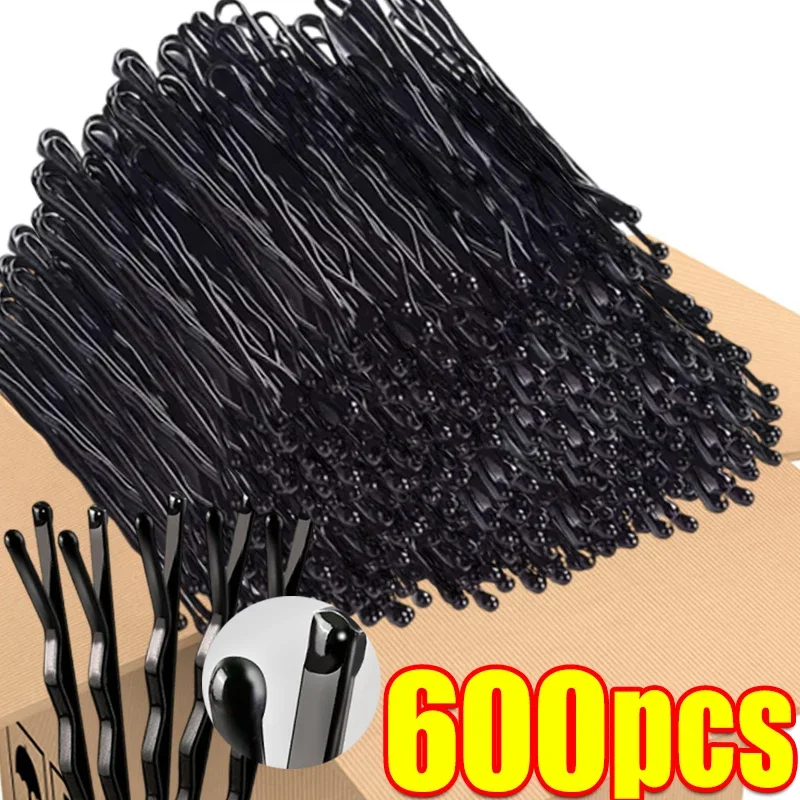 

60/600pcs Black Straight Line Hair Clip U-shaped Needle Lady Hairpins Curly Wavy Grips Women Bobby Pins Styling Hair Accessories