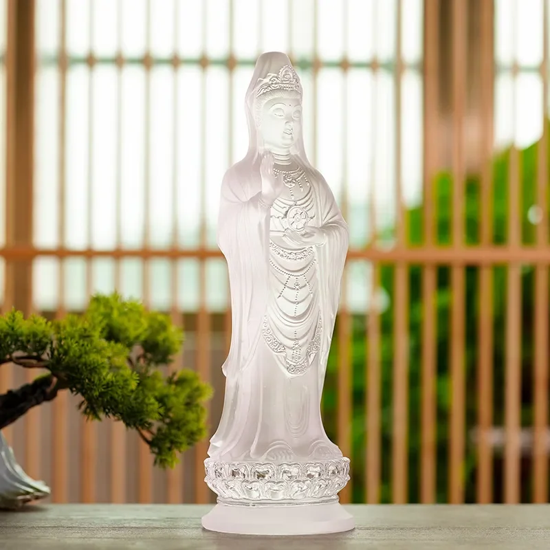Antique Style Glazed Ceramic Guanyin Statue Elegant Bodhisattva Figure for Home Desktop Decoration Spiritual Ornament Gift