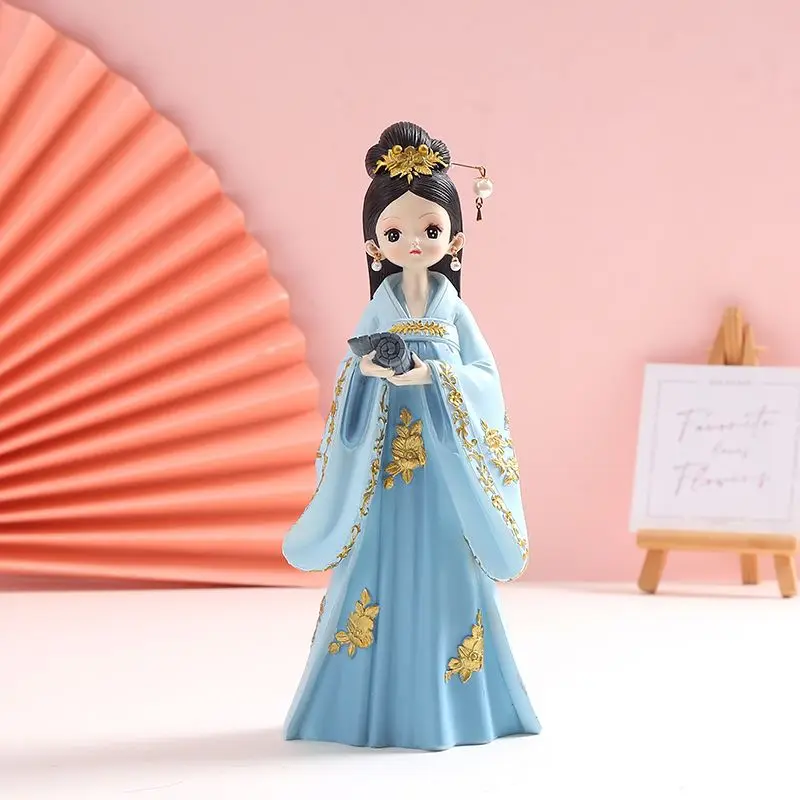 2026 New Chinese Ancient Resin Doll Decoration Home Desktop Doll Decoration Hand drawn Ancient Costume Female-Shaped Doll LI957