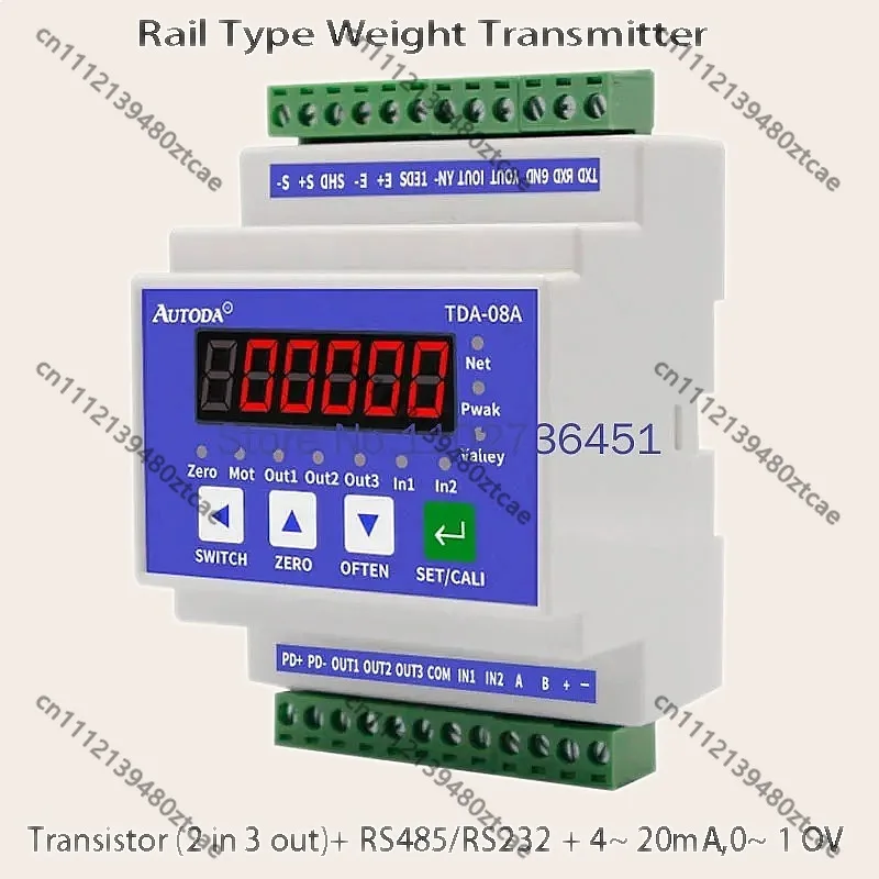 Rail Type Weighing Transmitter, RS232 RS485 Signal Amplifier Module, TDA08A MODBUS RTU