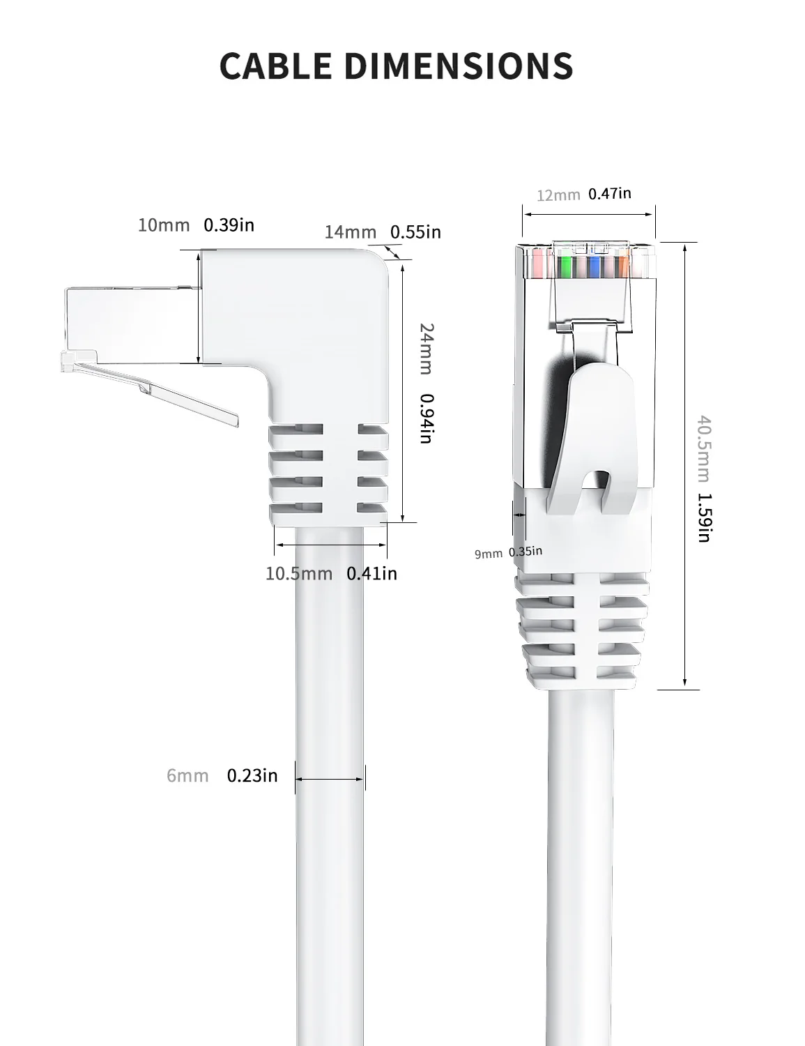 Cat6 Ethernet Cable RJ45 Right Angle UTP Network Cable Patch Cord 90 Degree Cat6a Lan Cables for Laptop Router TV BOX 3.3feet