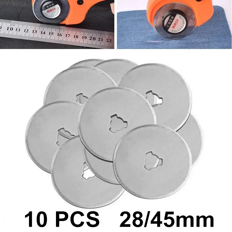 10 Pieces 28mm/45mm Rotary Cutting Machine Replacement Spare Blade for Quilting Repair Photo Cutter Cloth Cutting Crafts