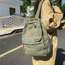 New Casual Cool Girl Boy Canvas Green Laptop Student Bag Trendy Women Men College bag Female Backpack Male Lady Travel Backpacks