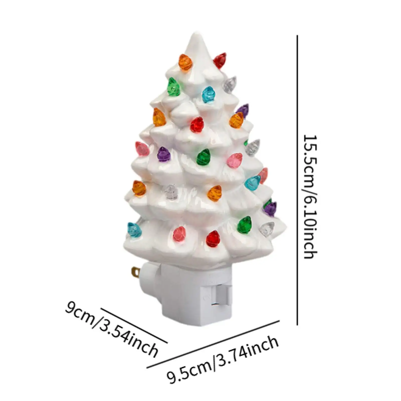 Christmas Tree Night Light เซรามิค Plugin สไตล์วินเทจ Nostalgic พร้อมหลอดไฟ Xmas Tree Nightlight สําหรับตกแต่งห้องโถงห้องนอน