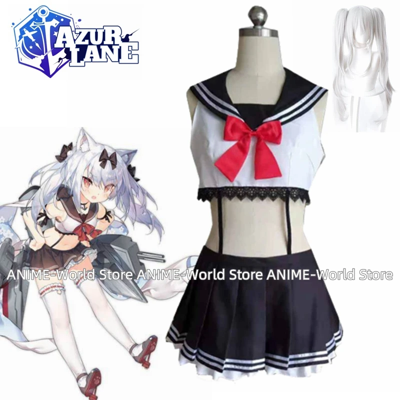 Game Azur Lane Cosplay Costume Yukikaze Uniform Cosplay Costume Custom size Any Size Wig