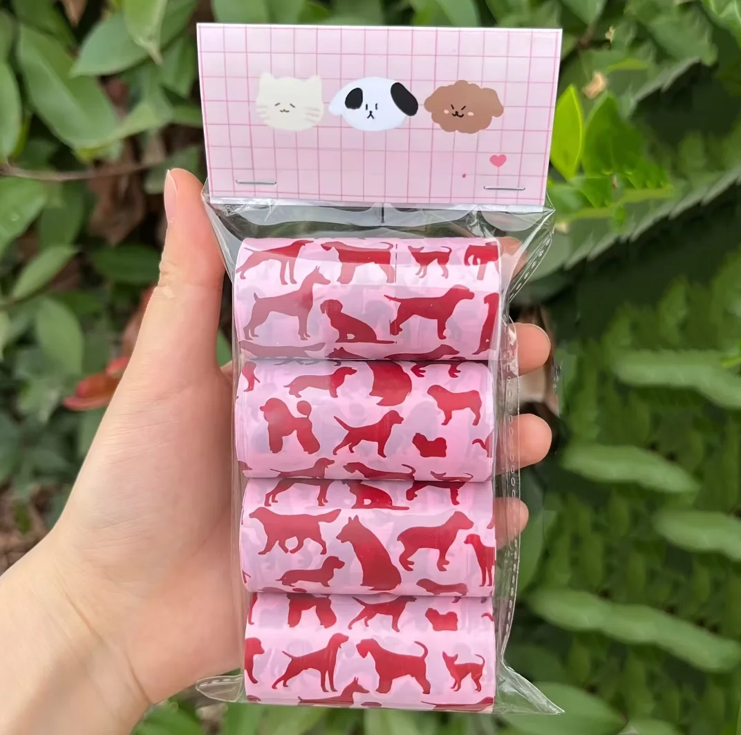 4 Pack Total 60Pcs Random Pattern Pet Poop Bags Easy Seal Portable Puppy Waste Bags For Dog Walking Travel Training Dog Walking