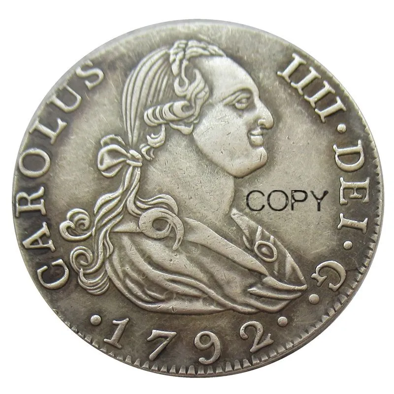 Spain 4 Reales - Carlos IV 1792 CAROLUS IIII.DEI.G. Silver Plated Copy Coins