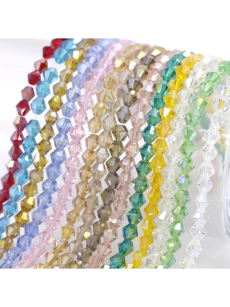100 Stück Bunte Bicone-Glasperlen Glänzende Kristallperlen Lose Abstandhalterperlen für Schmuckherstellung Armband Halskette Anhänger Zubehör