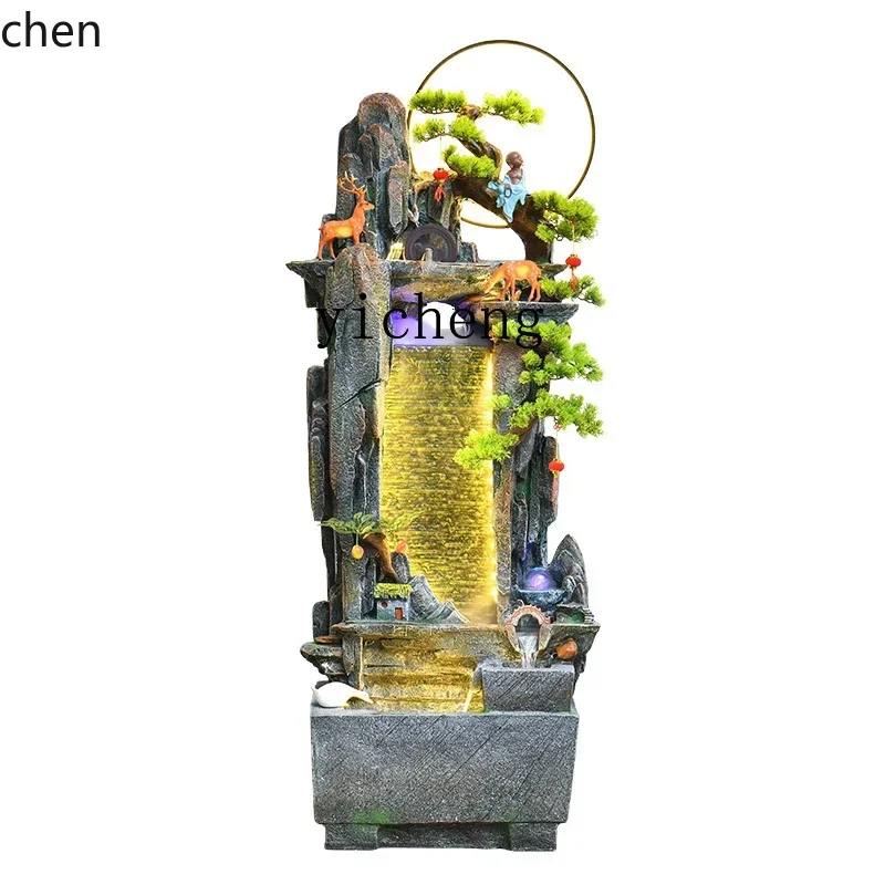 YFY  Large Rockery Water Humidifier Fengshui Wheel Water Curtain Wall Decorative Ornaments