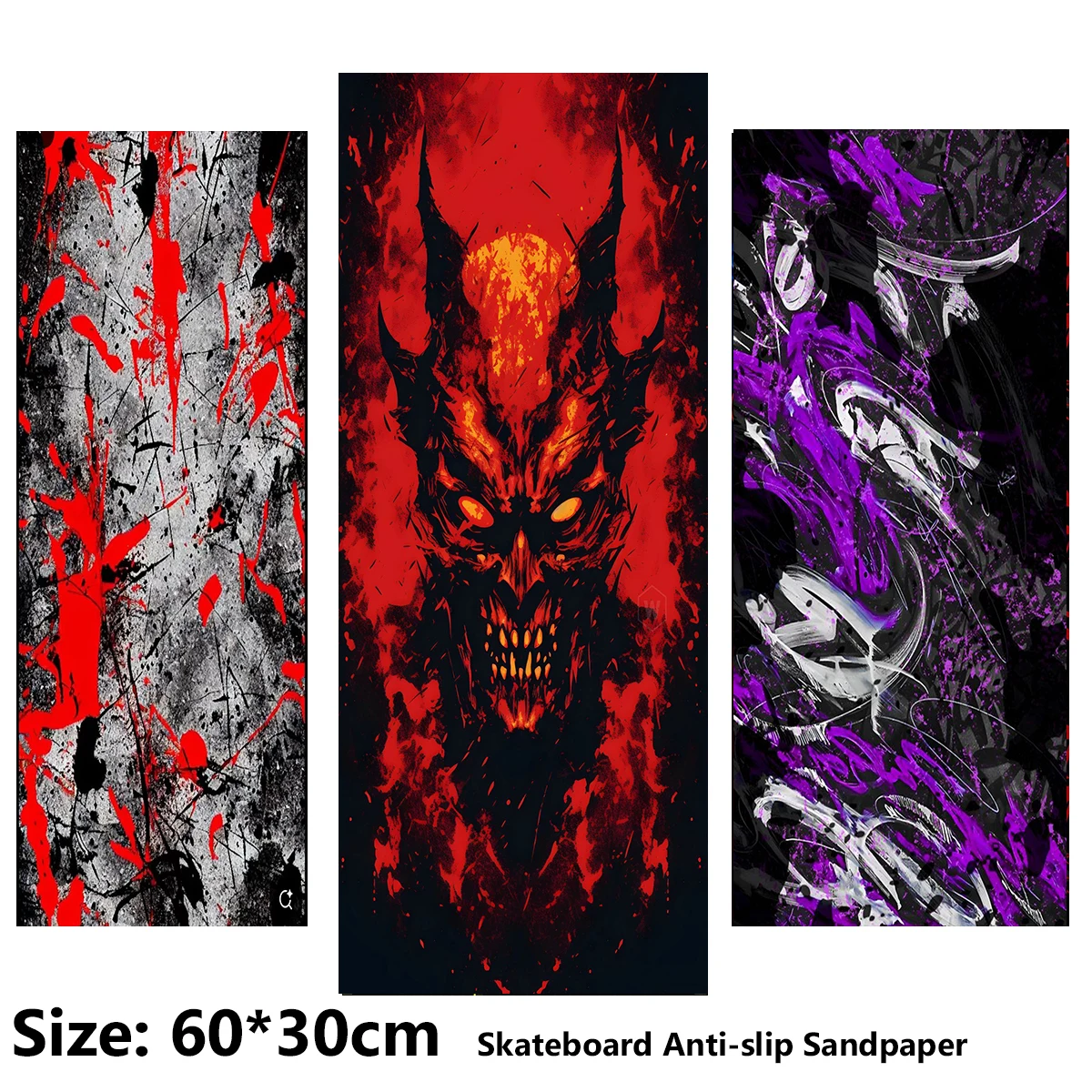 Electric Scooter Anti-slip Sticker Sandpaper Skateboard GripTape Sheet 60*30cm Doodle Giant Interesting Pattern