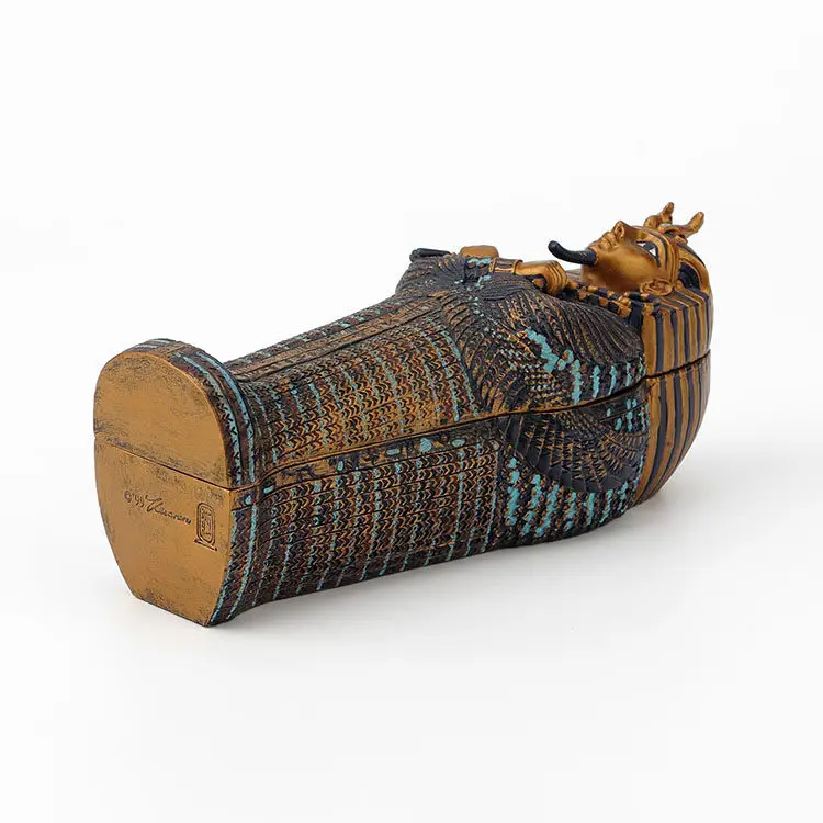 Vintage Ancient Egyptian Tutankhamun Sarcophagus Jewelry Box Mummy Coffin Storage Case Exotic Home Decor Collectible Craft Gift