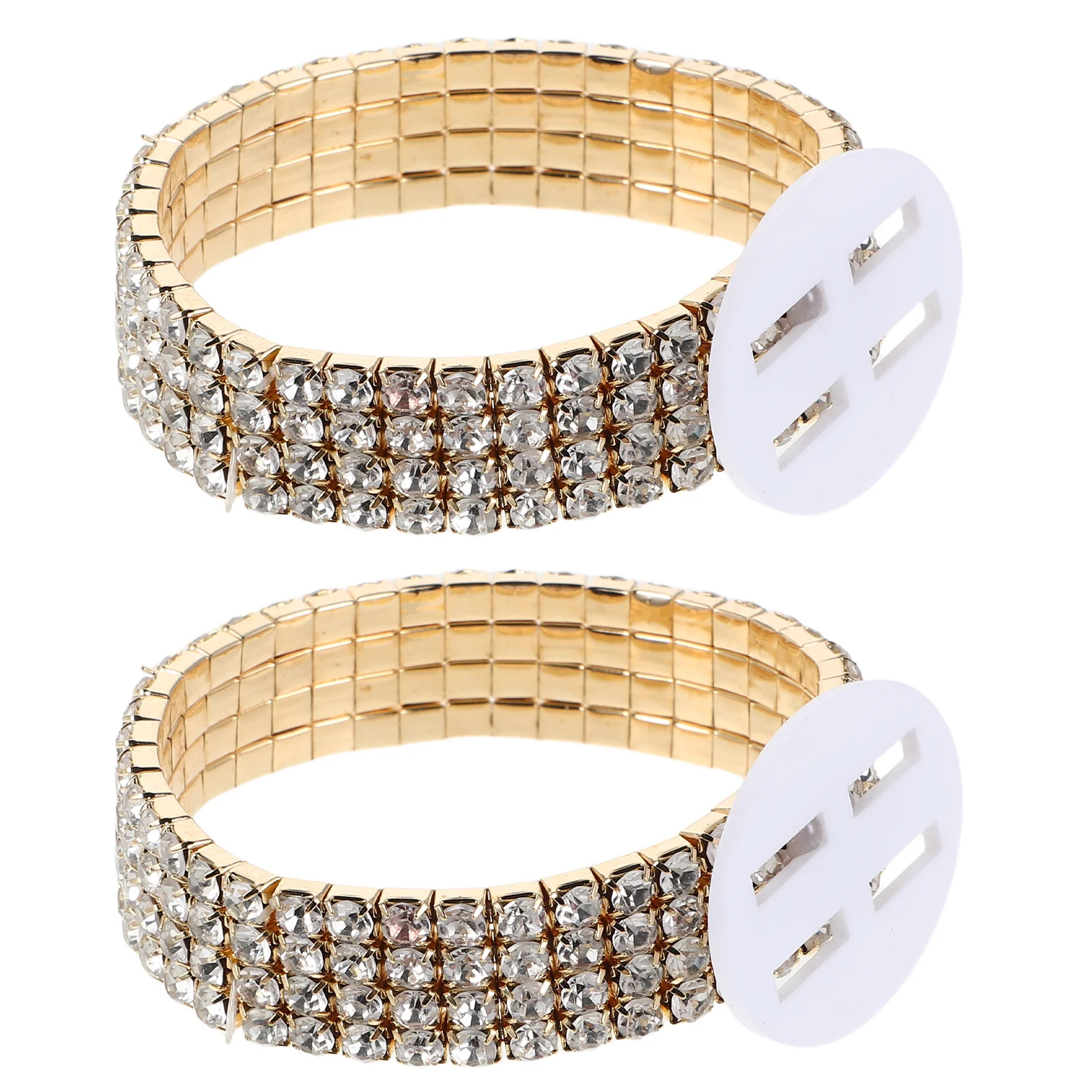 여성용 2개 세트 라인스톤 크리스탈 팔찌 DIY 탄성 손목 장식 밴드 웨딩 프로모션 파티 브라이덜 샤워 액세서리
