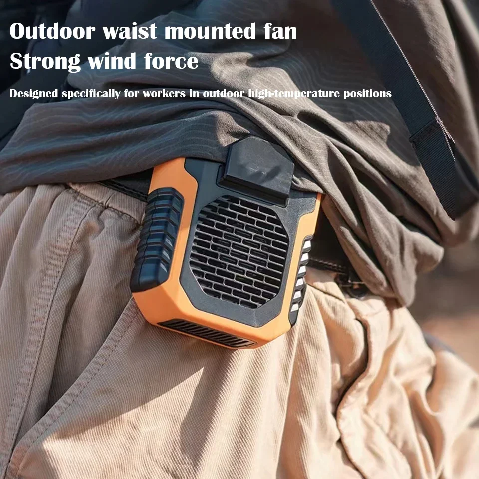 Absorbing Outdoor Waist Fan: Polymer Battery - Equipped. Features Bladeless Hanging Neck Fan and USB Portable Power Bank