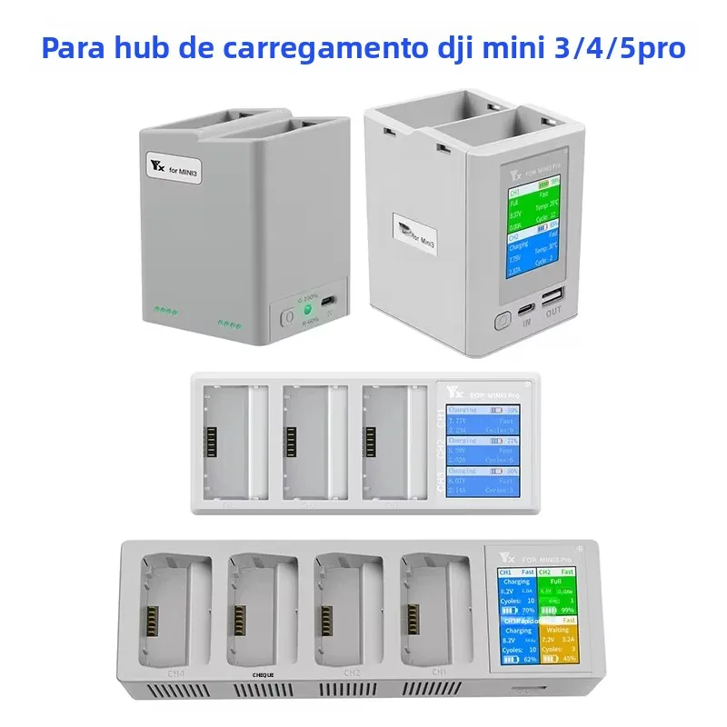 Para dji mini 5 pro mini 3 4 pro hub de carregamento de bateria bidirecional bateria de voo inteligente carregador mais rápido acessórios