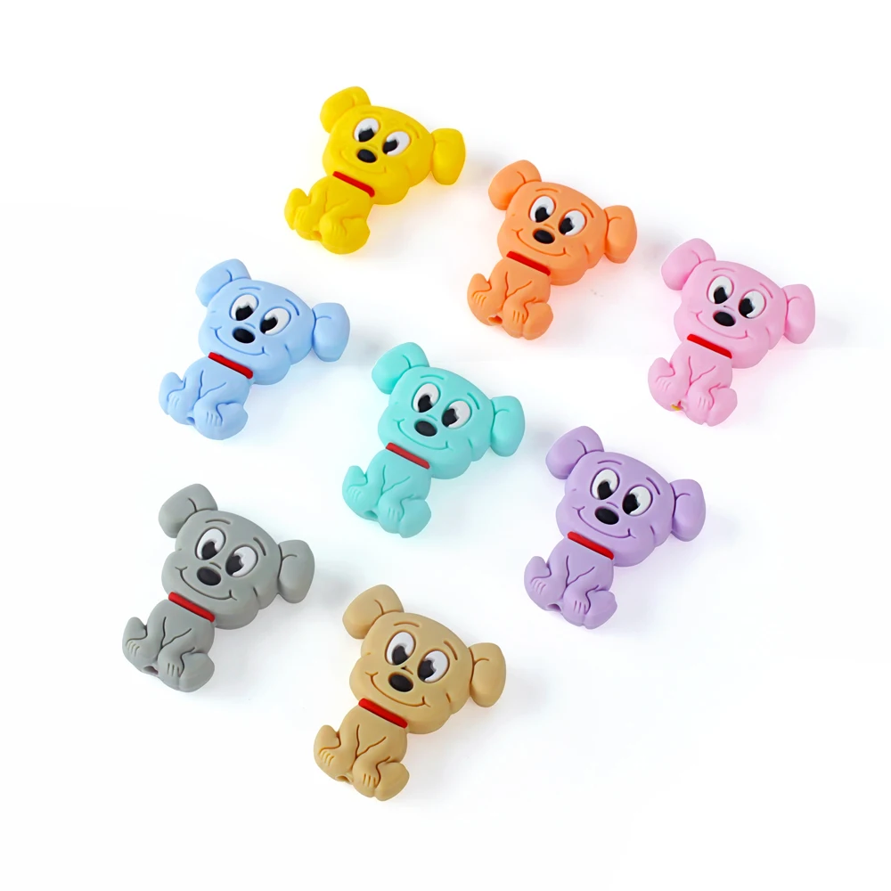 5/20/50pcs Cartoon Animals Pupp Silicone Beads DIY Beads to Make Bracelets For Jewelry Making Hapiship Lovely Mini Toys BPA Free