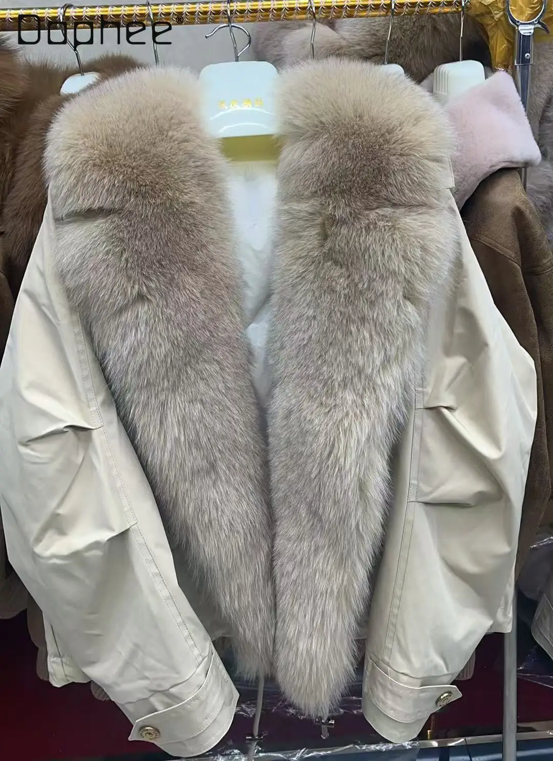 انفصال ريال فوكس الفراء طوق سميكة أسفل السترات للنساء الحلو كول سترة أسفل معطف الإناث العصرية عادية رشاقته معطف الفرو #6