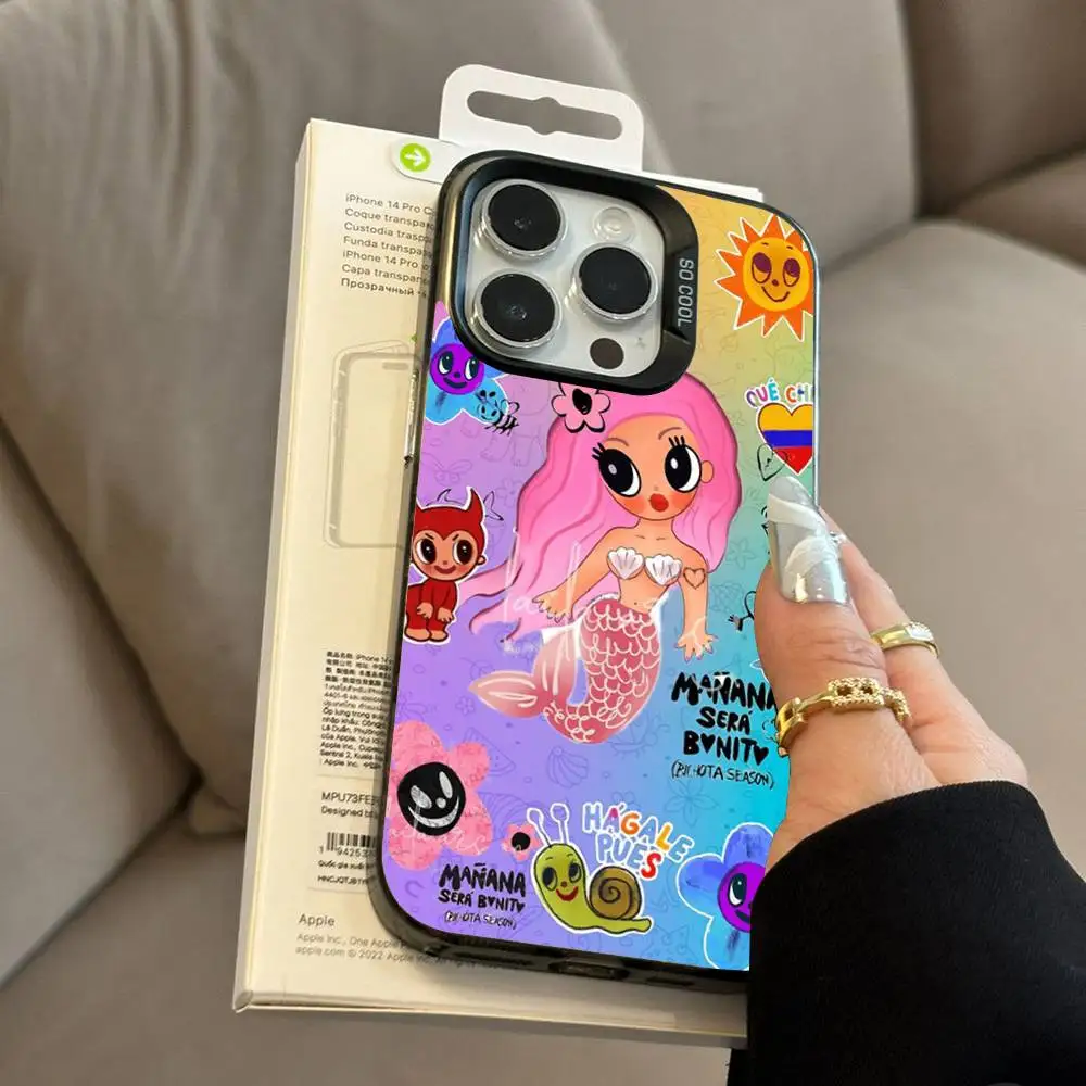 حافظة هاتف Karol G Manana Sera Bonito لهاتف آيفون 17 16 15 14 13 12 11 Pro Max Plus غطاء خلفي فضي مقاوم للصدمات #5