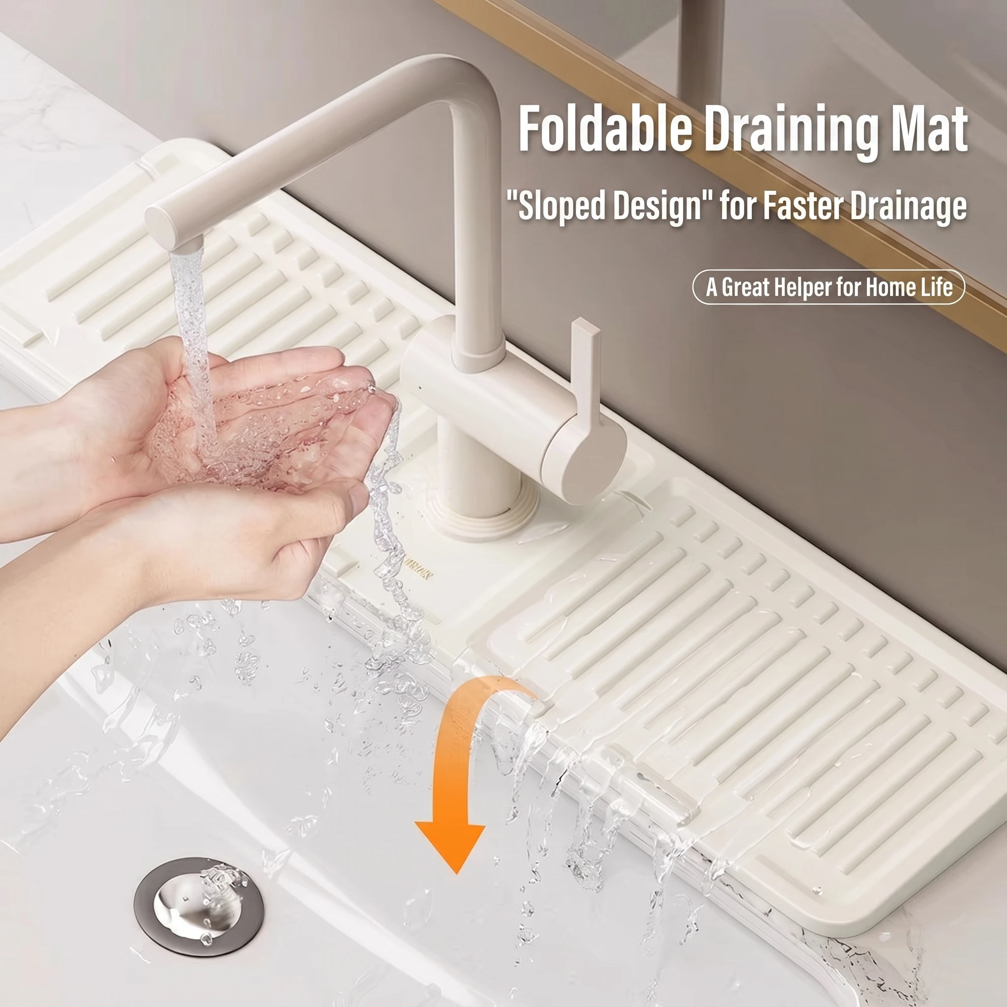Silicone Faucet Splash Pad Multipurpose Toilet Soap Storage Slope Design for Rapid Drainage Kitchen Foldable Drainage Mat