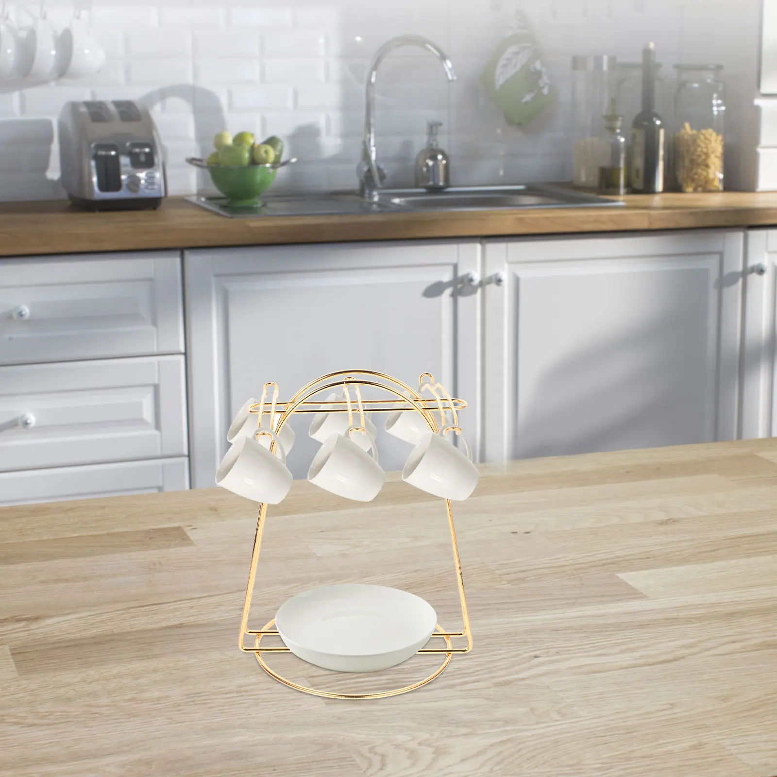 

Mug Holder Cup Set Storage Rack Cups and Saucer Drying Coffee Delicate Bracket Golden Mugs