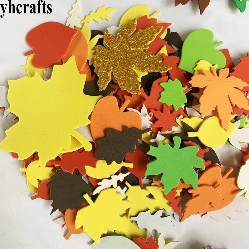 300PC Various leaf foam stickersThanksgiving Day crafts Autumn Harvest arts toys Handmade OEM bulk wholesale