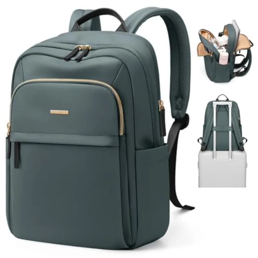 

Hiking Travel Backpack for Women Casual Business Weekender Multilayer Laptop Bag DarkGreen