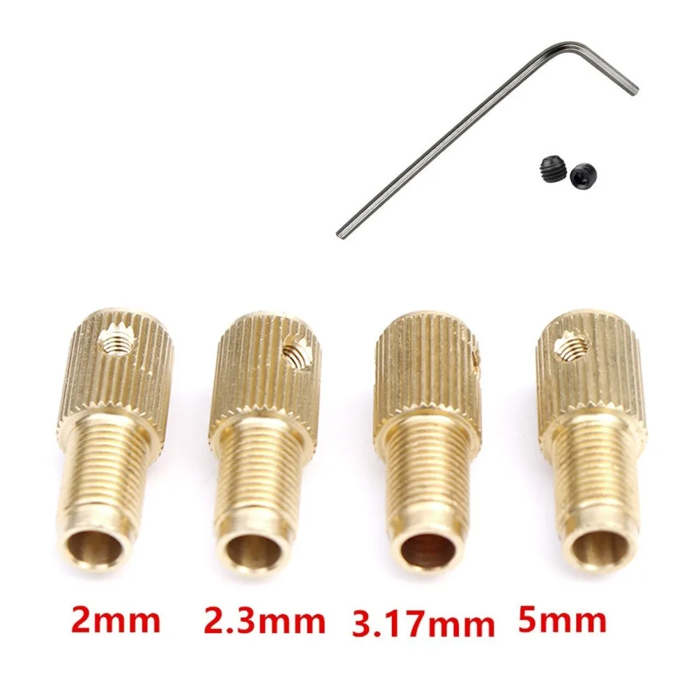 For Mini Self-Tightening Brass Chuck Shaft for M8-0.75 Motor Mounting and 2.0mm 2.35mm 3.17mm 5.0mm Collet Diameter Range