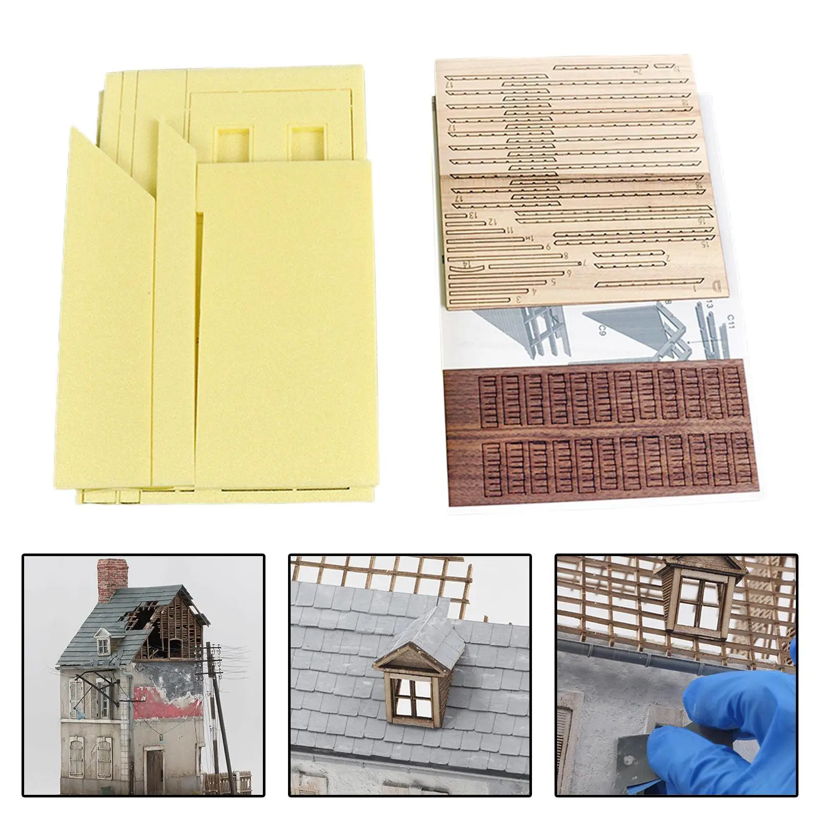 Kit de modèle de construction de maison en ruine, démontage, mise en page de puzzles 3D, style européen pour paysage, 1/35