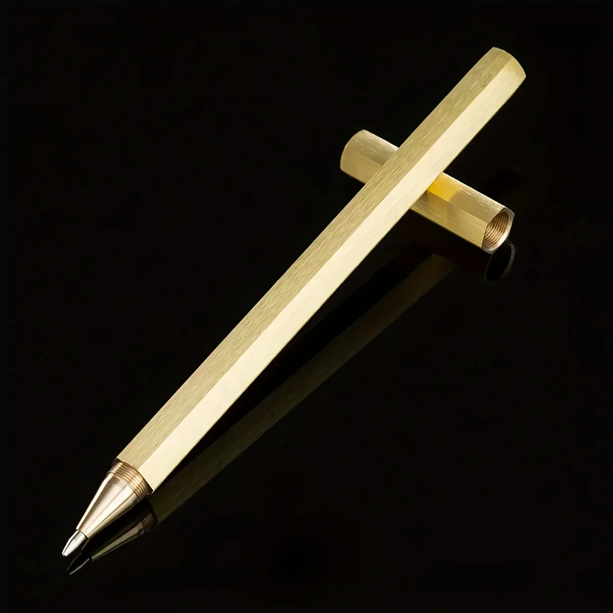 1-Piece Set of Glossy Hexagonal Black Gel Pens, Handmade Metal Gel Signature Pens, Metal Brass Antique-Style Pens, Stationery Essentials for Study and Office, Black Signature Pens, Great Gift Items