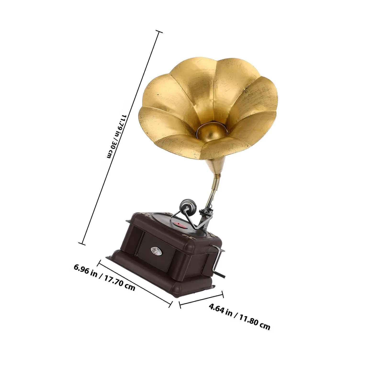 Retro Classic Phonograph Ornament Wood Color Hand-Cranked Music Box Romantic Vintage Home Decor Nostalgic Coffee Shop Bar