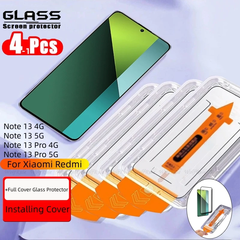 1-4 Stück für Redmi Note 13 Pro Glas Xiaomi Redmi Note 13 Panzerglas Einfache Installation Staubfreier Displayschutz Redmi Note 13 Pro