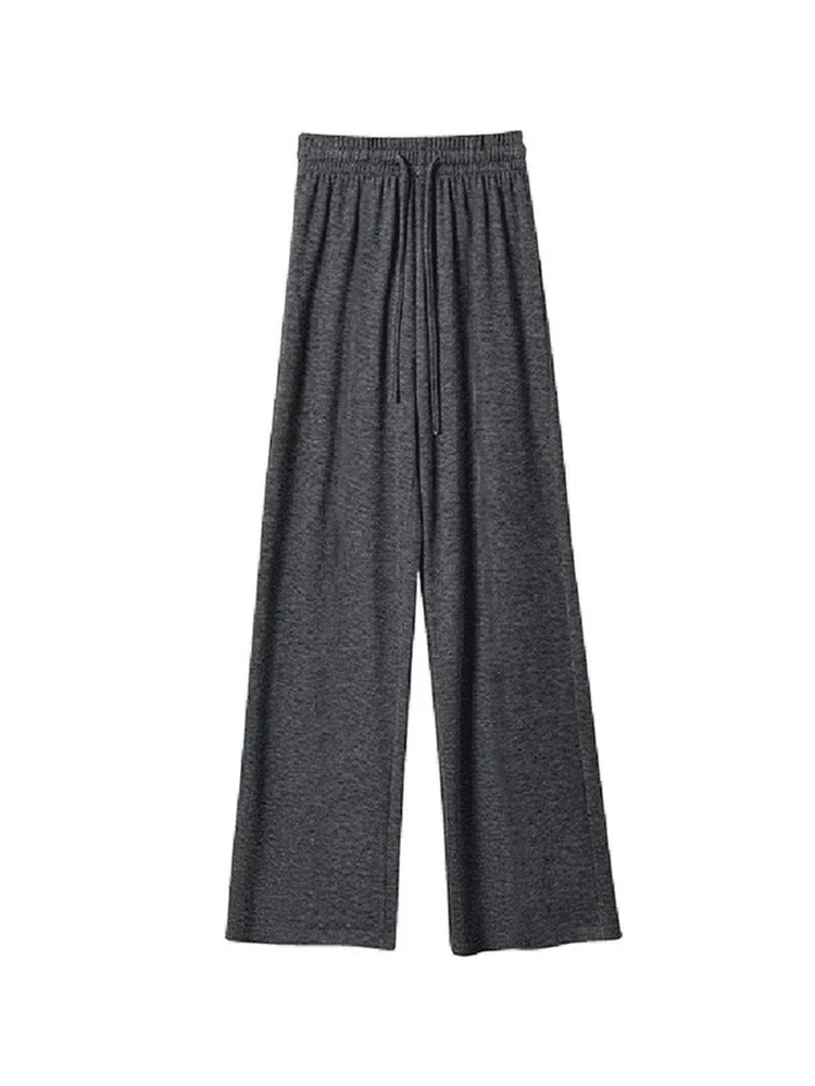 plus Size Casual Pants for Women Simple Design Rice Noodle Pants Spring Autumn Slimming Drapey Wide Leg Pants Pure Color