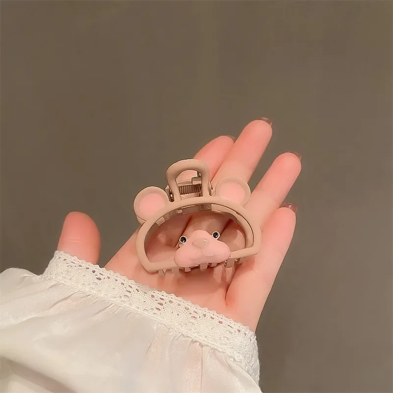 Korean Fashion Hair Grab Clip for Girls Ins Cute Pink Bear Cat Red Cherry Back Head Grab Clip for Women Hair Styling Accessories