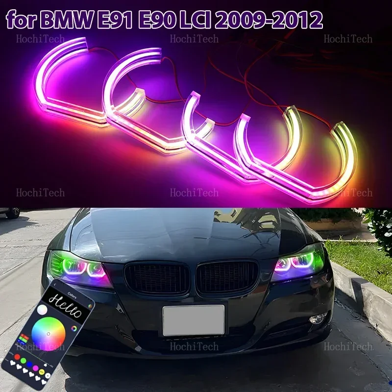 

For BMW 3 Series E90 E91 Facelift 2009-2012 Sequential App control DTM style LED Angel Eyes Bulb Ring turn signal DRL Lamp