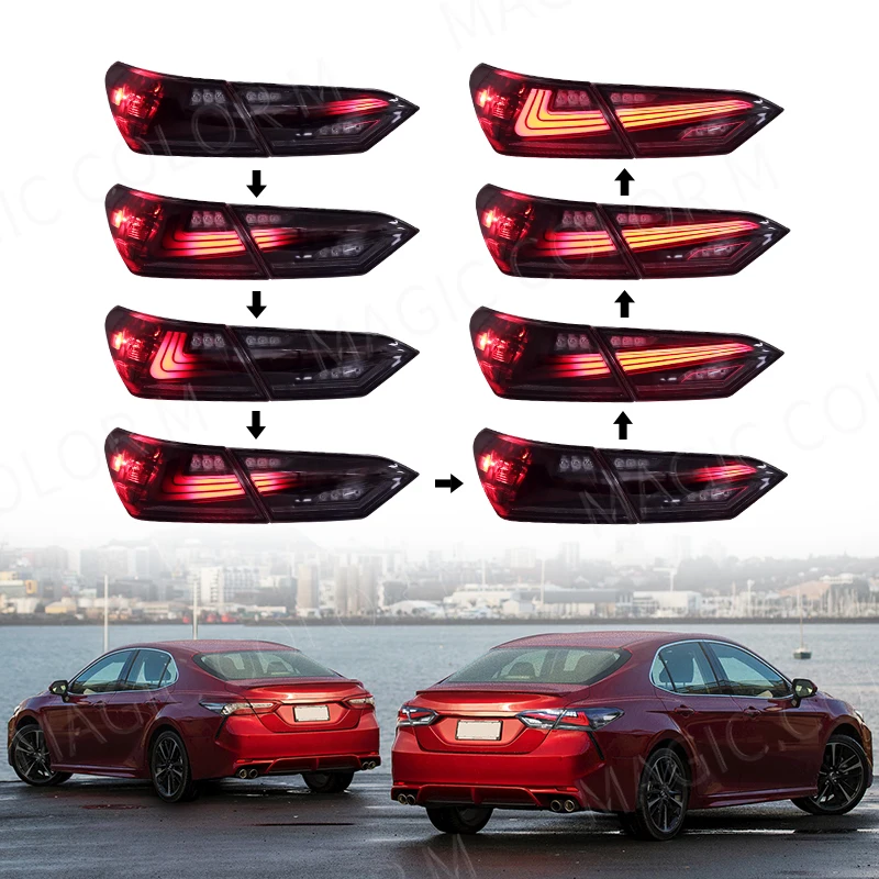 For Toyota Camry 2018 2019 2020 2021 2022 Tail Lights Rear Warning Brake Stop Fog Lamps Turn Signal Auto Car Accessories 12v