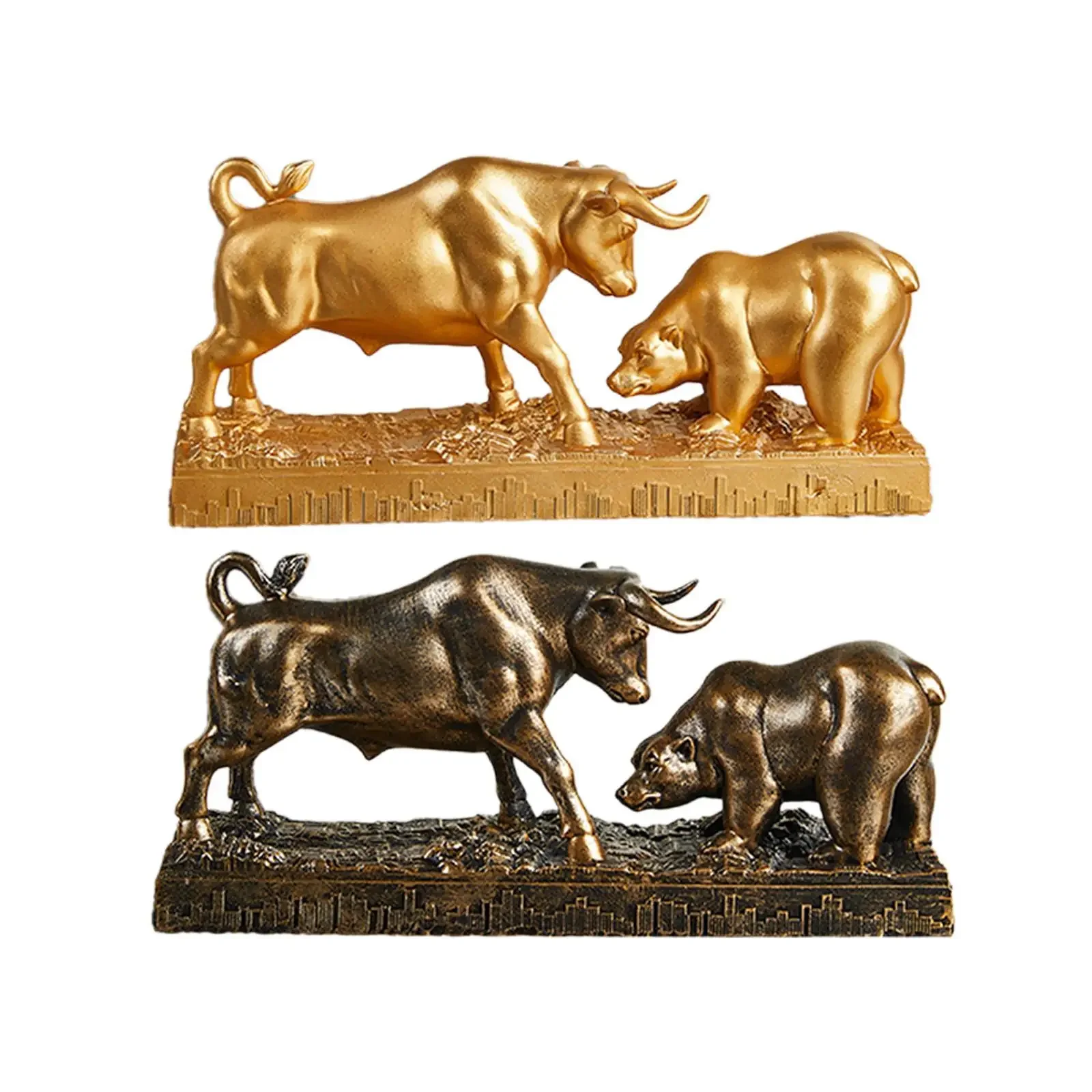 

Bull and Bear Figurine Statue 28x8x13.5cm Animal Sculpture Tabletop Ornament for Study Room