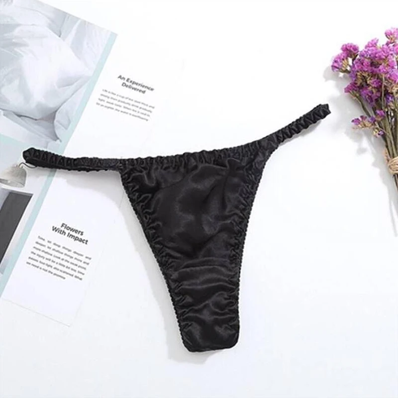 Summer Seamless Panties For Women 100% Silk Thongs Low Rise Sexy Underwear Underpants