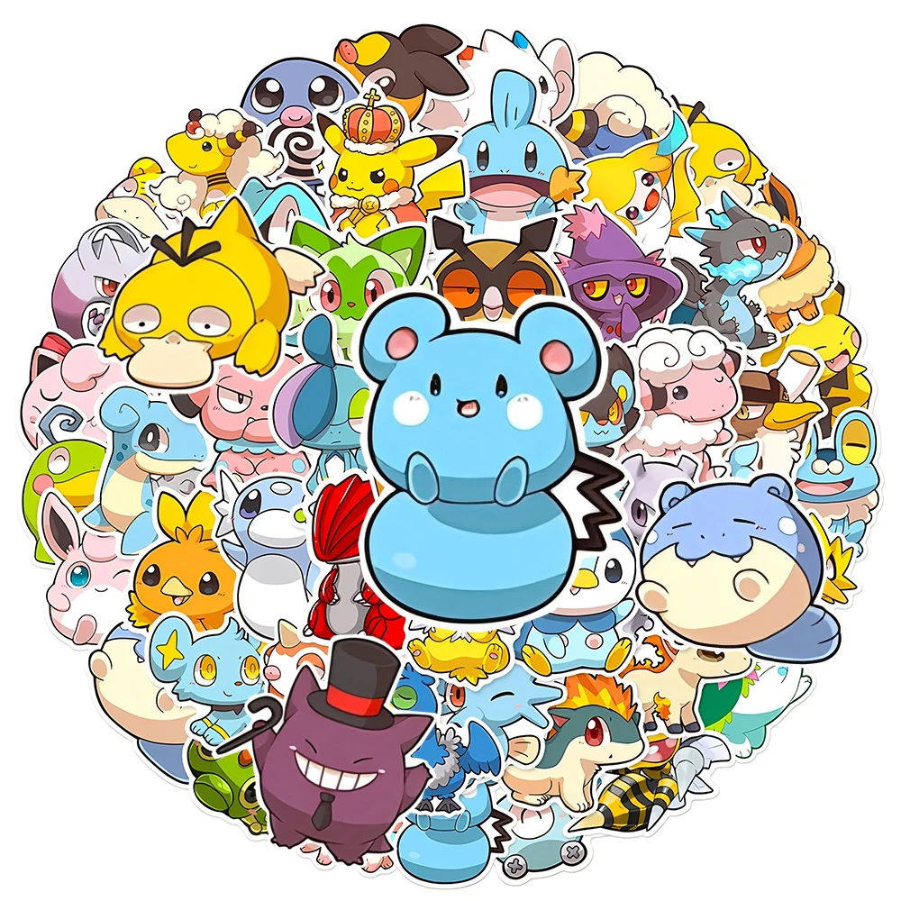 10/30/50/100pcs Funny Anime Pokemon Stickers Kawaii Pikachu Bulbasaur Decals Graffiti Phone Laptop Kawaii Cartoon Sticker Toys