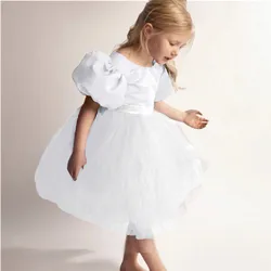 Party Princess Girls Dress Flower Girl Dresses for Wedding Ceremony Kids White 1st Communion Fluffy Clothes Birthday Prom Gown