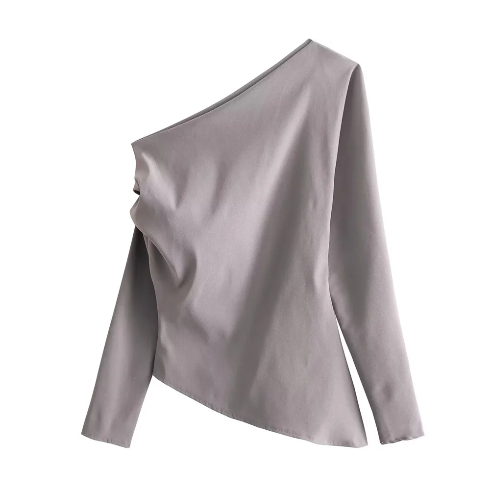 2024ZAR * Spring/Summer Hot Selling New Product Exquisite, Elegant, Pure Desire Wind, Folded Decoration Asymmetric Top