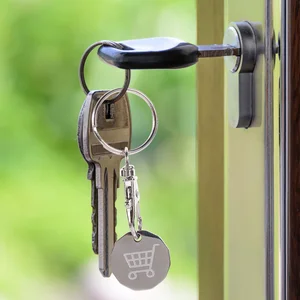 4 pçs carrinho token carrinho de compras tokens chaveiro anel de metal pequeno gofts ornamento pingente de moeda de aço inoxidável 10 principais vendas sininho chaveiro - №4