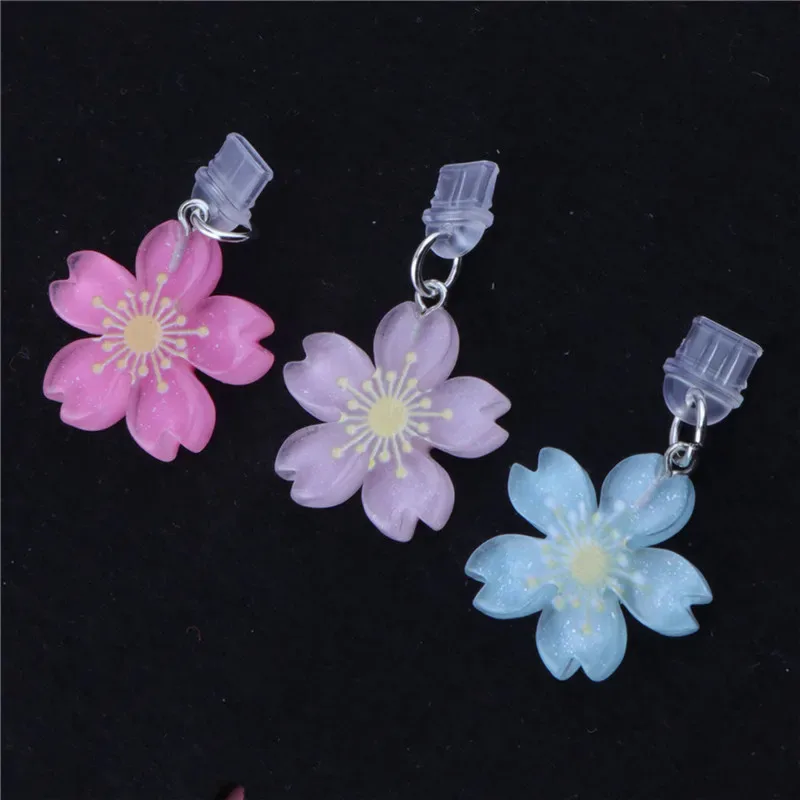 Resin Sakura Phone Dust Plug Charm Kawai Charge Port Plug For iPhone Anti Dust Cap Cute Type C Dust Protection Stopper Pendant