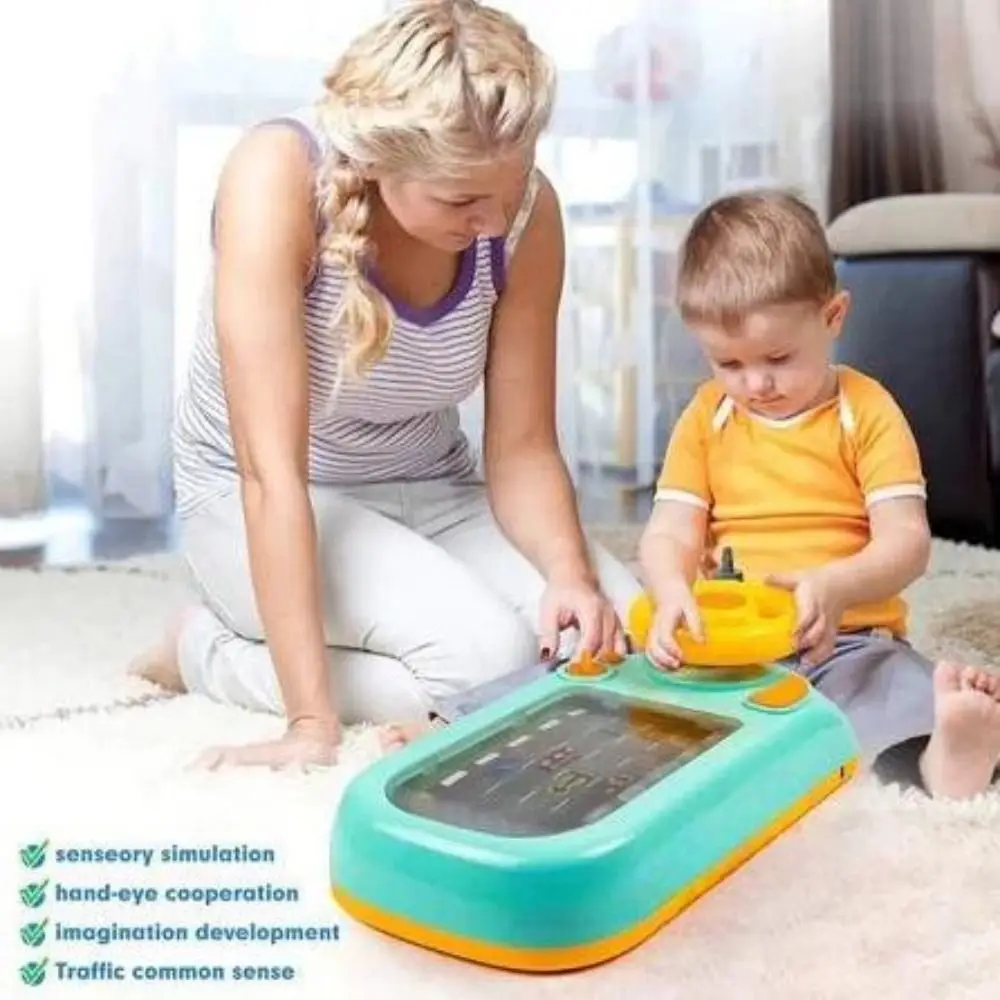 Green Grey Kids Toy Racing Car Arcade 43*21*14cm Plastic Play Console Game Children's Racing Space Adventure for Boys and Girls