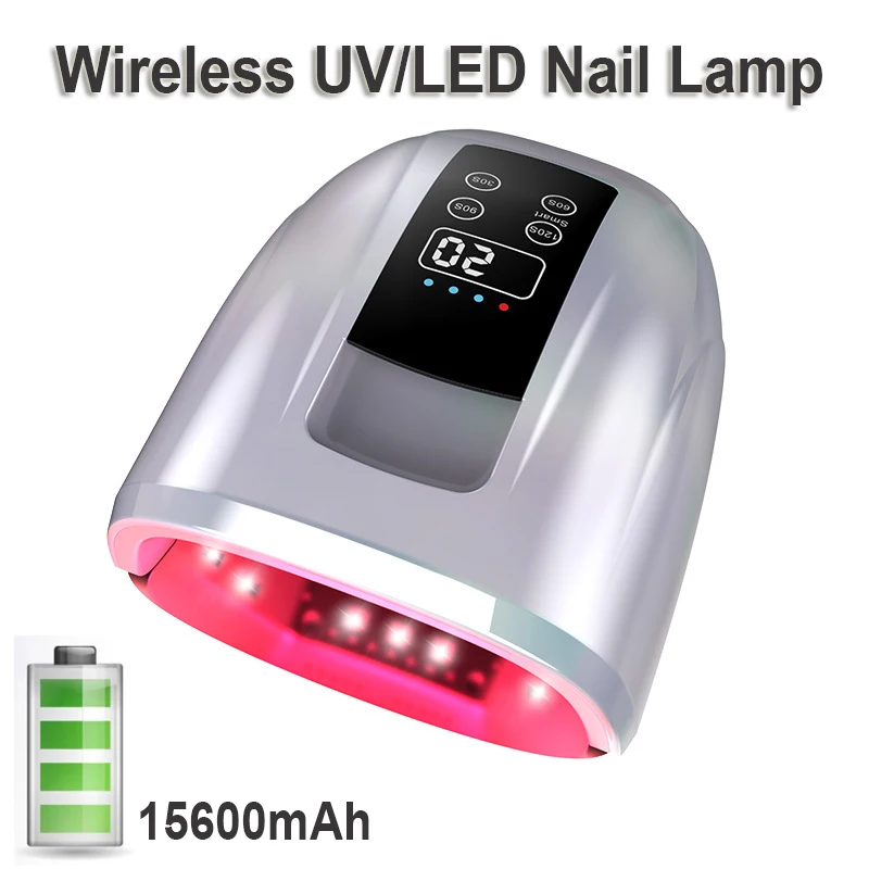 15600Mah 90W Oplaadbare Uv Led Nail Lamp Met Handvat Draadloze Gel Lak Droger Uv Licht Voor Nagels Draadloze nail Uv Led Lamp