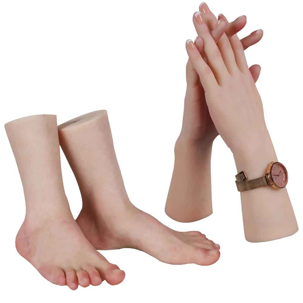 Eyung silicone feet Hand Model Foot Model Ruddy Skin Color Exhibit Silicone Props Real-Life Mold Sexy Female ewelry Display