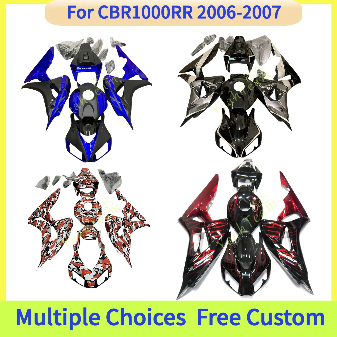 

Customizable Full Fairing Kit for Honda CBR1000RR 2006 2007 Pre-Drilled Holes | Motorcycle Body Replacement