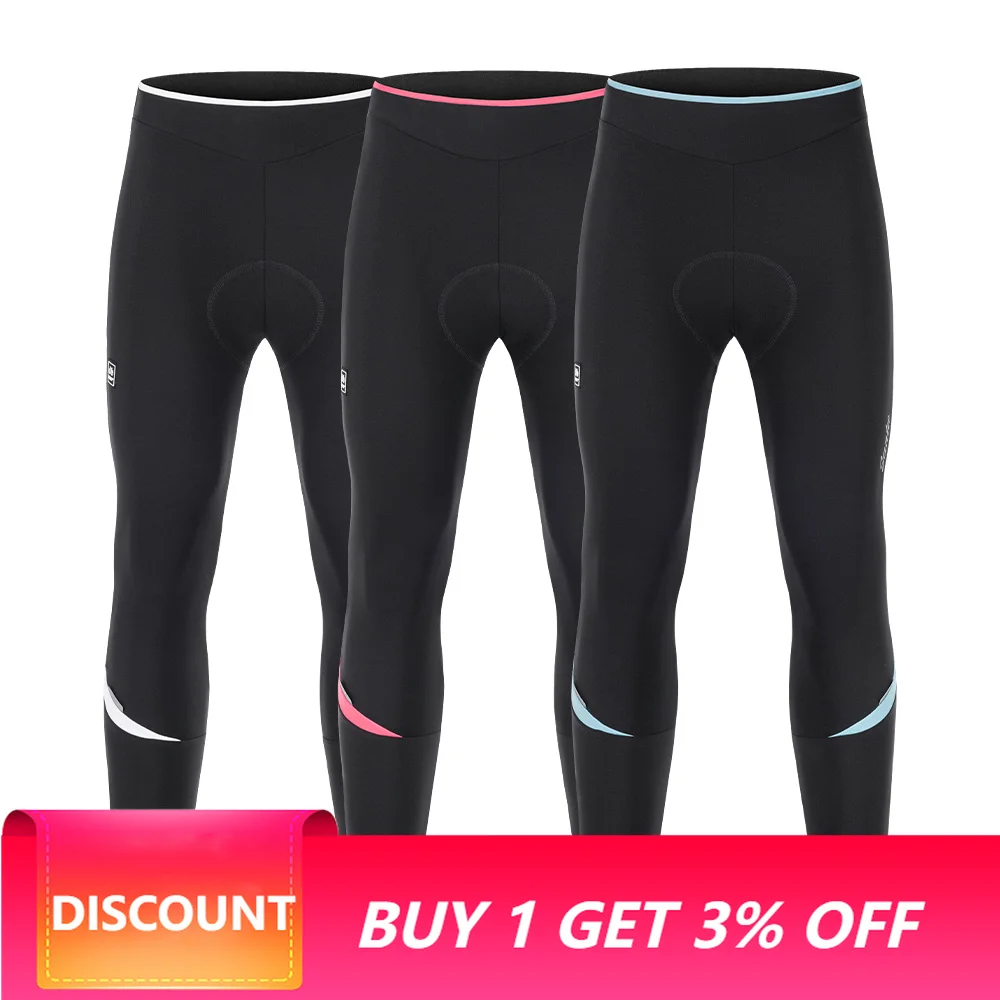 Santic Women Winter Thermal Warm Cycling Pants Compression Bicycle Tights with 3D Pad for 6-16℃ Road Bike Riding KL26C04295