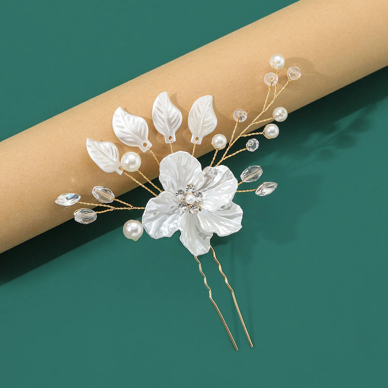 Wedding Pearl Hairpin U-shaped Floral Hair Clip For Women Bridal Marrige Hair Accessories Fashion Girls Prom Hair Jewelry Gifts